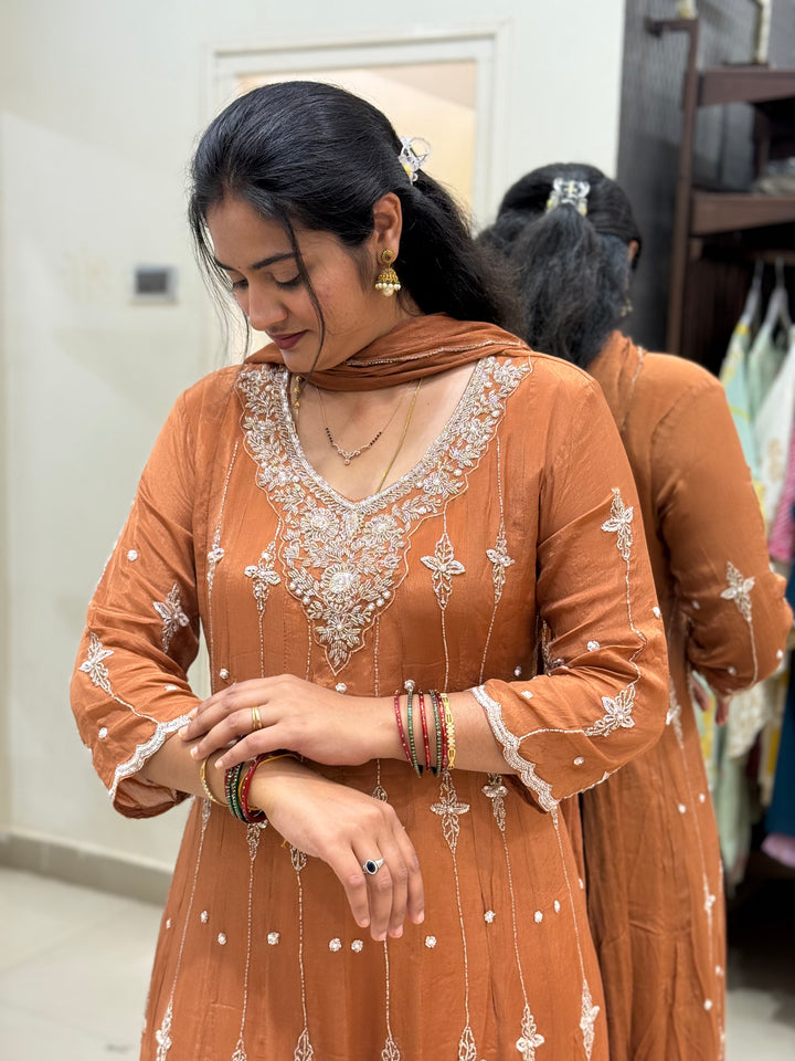 Pure Chinon Handwork Collection Party Wear  | R177