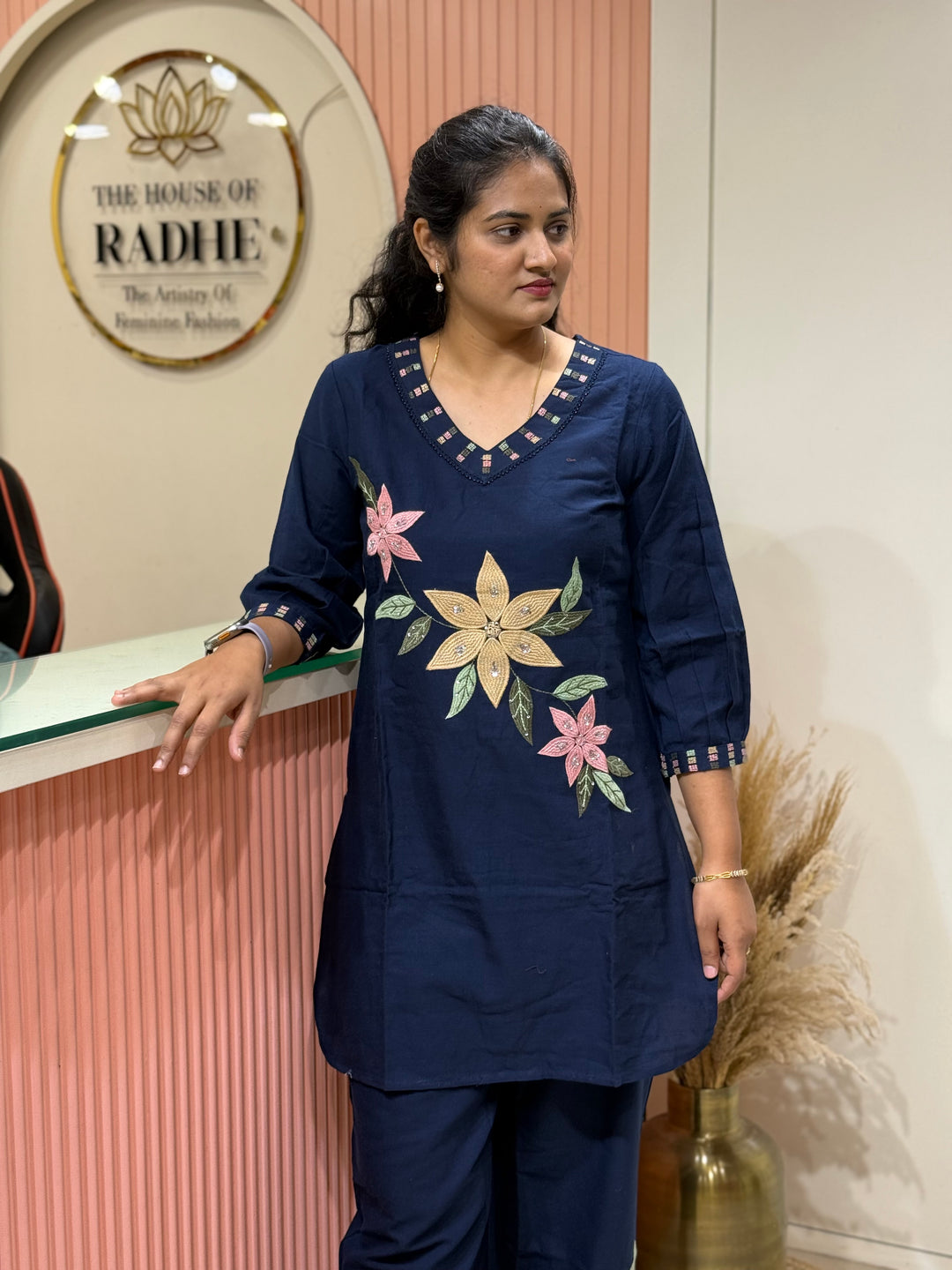 Khadi Cotton Embroidered Two-Piece Co-Ord Set | R167