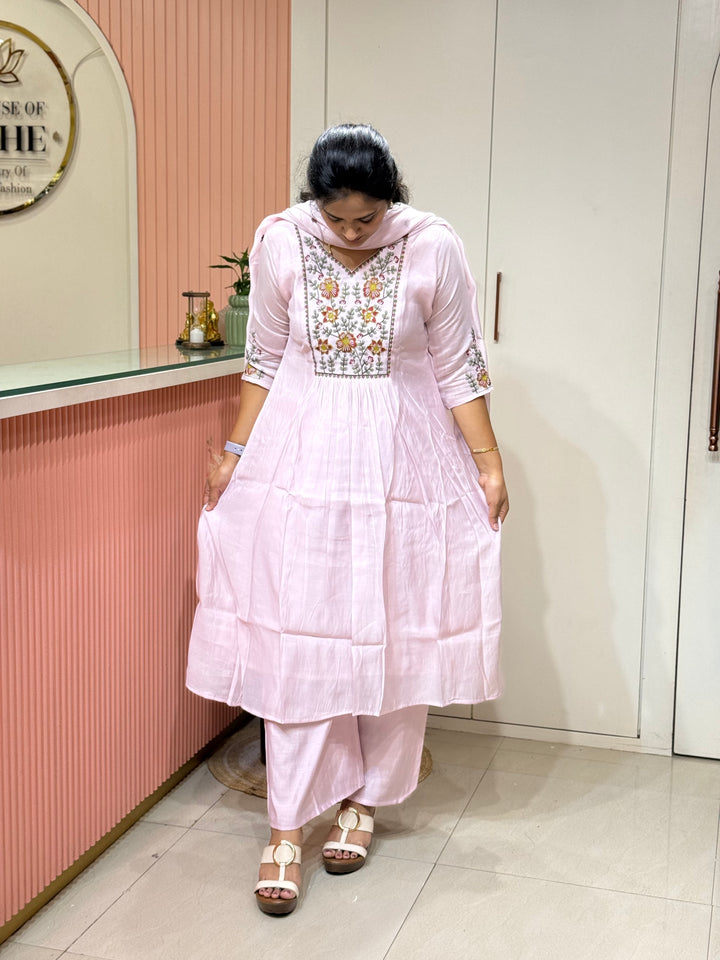 Mul Chanderi Collection with Embroidery work (Cotton Lining)| R204