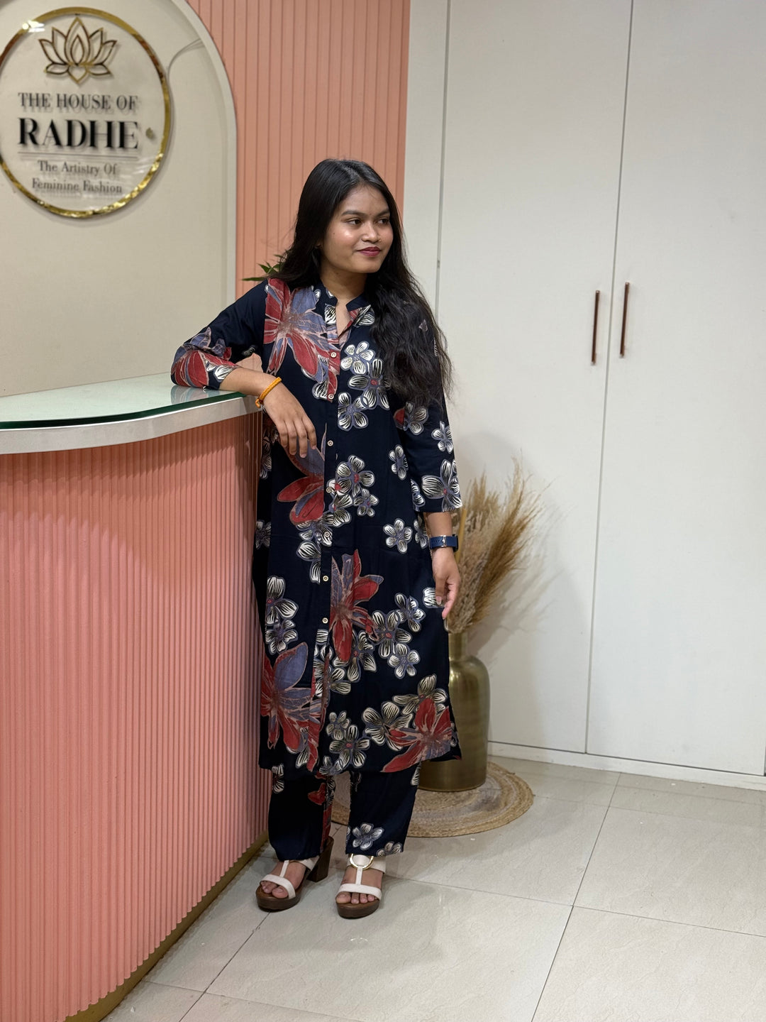 Rayon 2 piece collection with floral work | R137