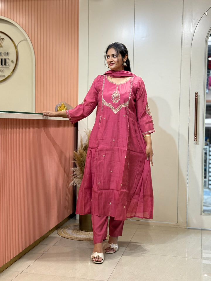 Mul Premium Mul Chanderi with Cut Dana work Party Wear Collection | R206