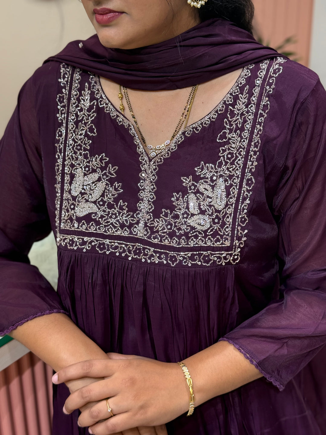 Mul Chanderi Collection with Handwork ( Cotton Lining )| R217