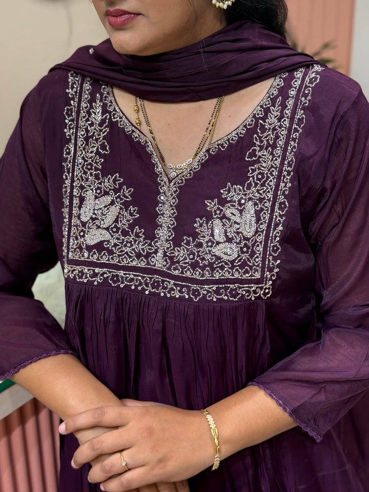 Mul Chanderi Collection with Handwork ( Cotton Lining )| R217