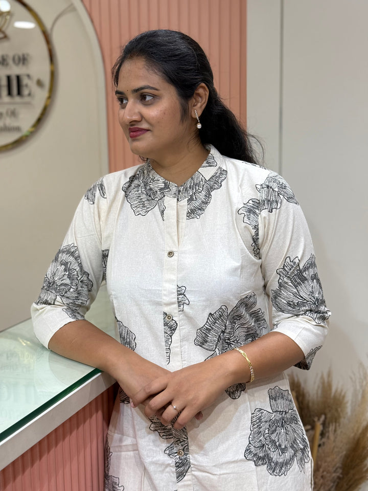 Flex Cotton 2 piece collection with floral work | R137