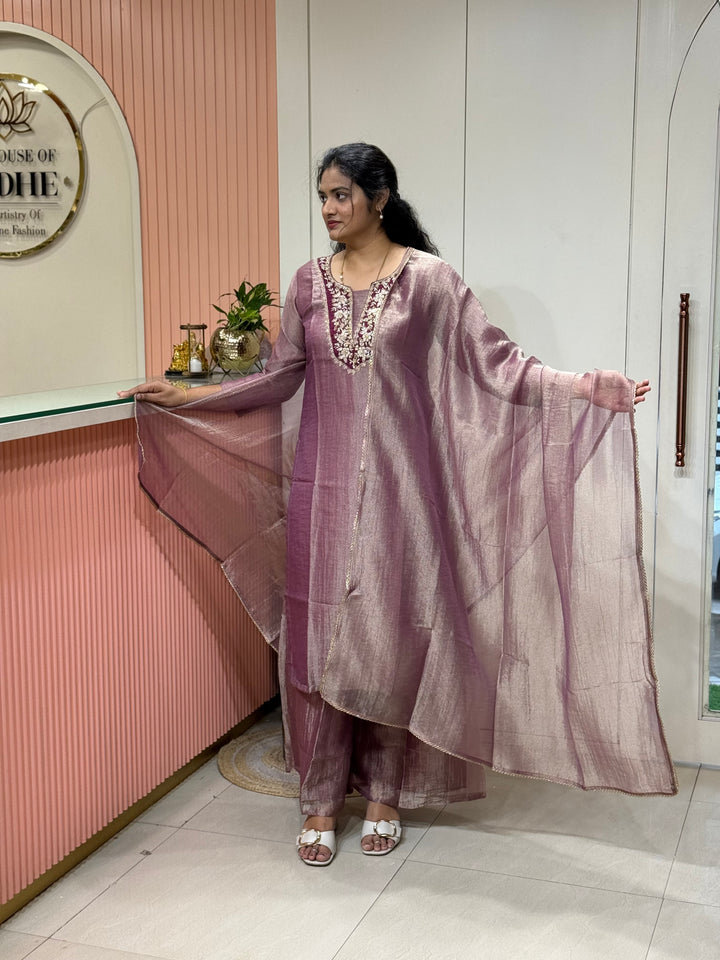 Pure Shimmer Tissue with Handwork (Cotton Lining) | R223
