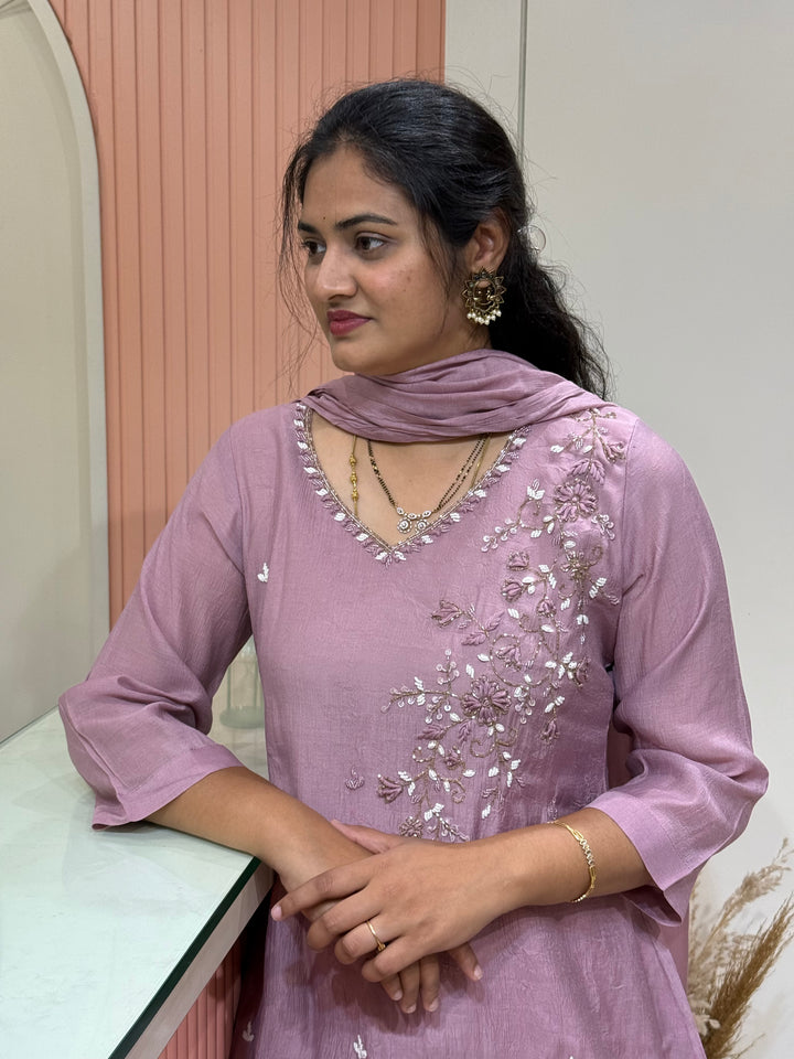 Coral Mul Chanderi Semi Party Collection | R214