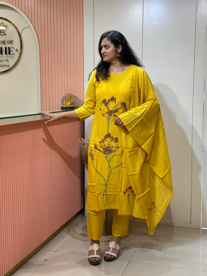 Brush Paint Mul Chanderi Collection With Cutdana Work | R209