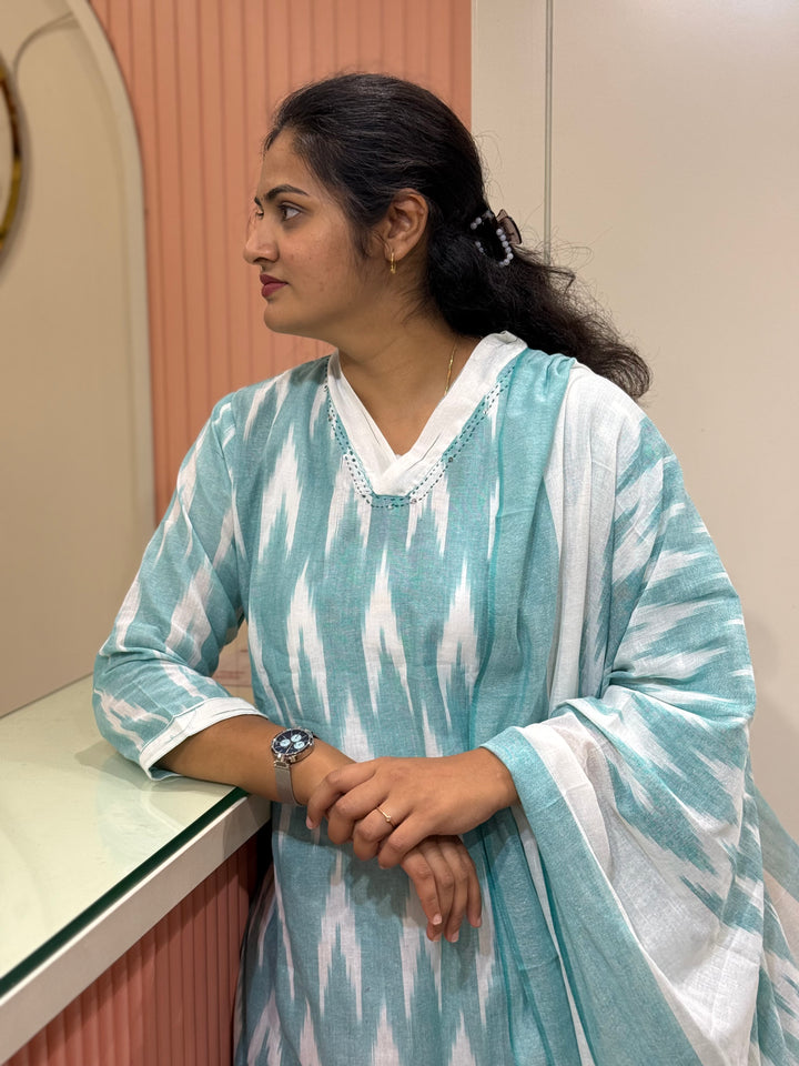 Ikkat Cotton Collection With Full Length Dupatta | R200