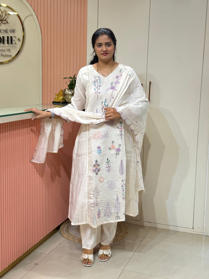 Coral Mul Chanderi Collection with Embroidery work | R179