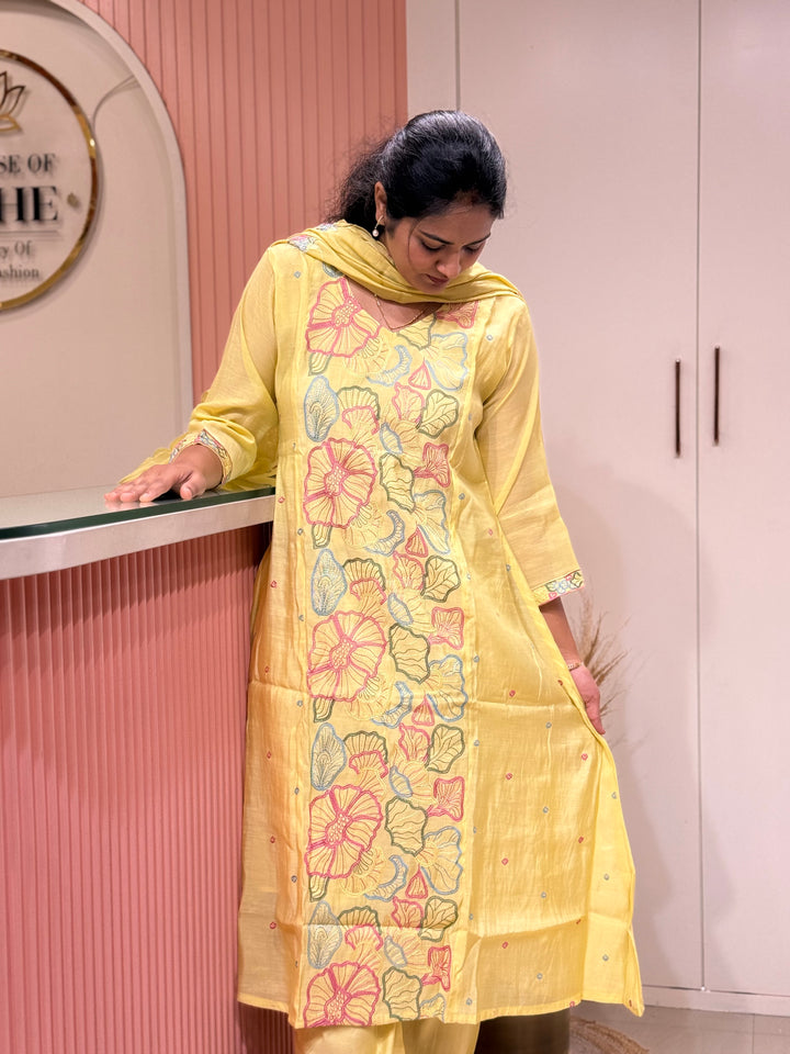 Mul Chanderi with Embroidery work ( Cotton Lining )| R204
