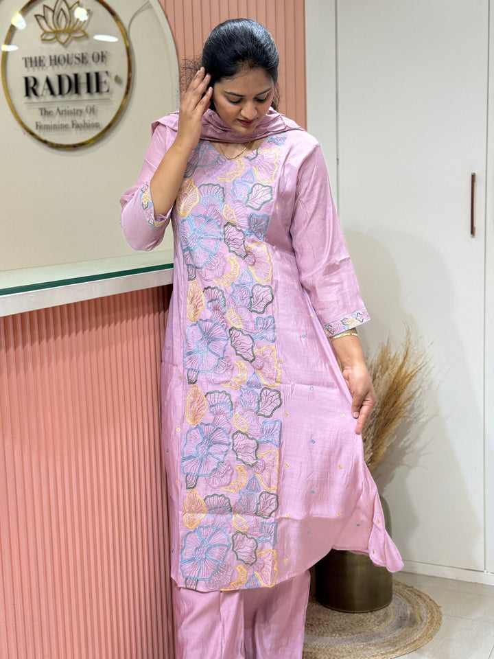 Mul Chanderi with Embroidery work ( Cotton Lining )| R204
