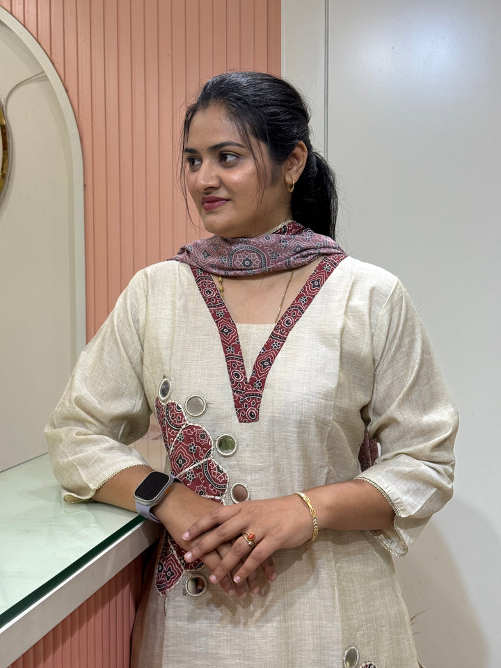 Pure Jamdhani Designer 3 Pcs Set Collection (Cotton Lining)| R211