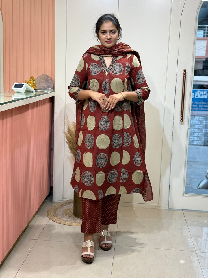 Cotton 3 Pc Kurta Set  | R145