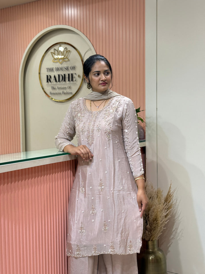 Pure Chinon Heavy Handwork Flared Palazzo Collection | R117