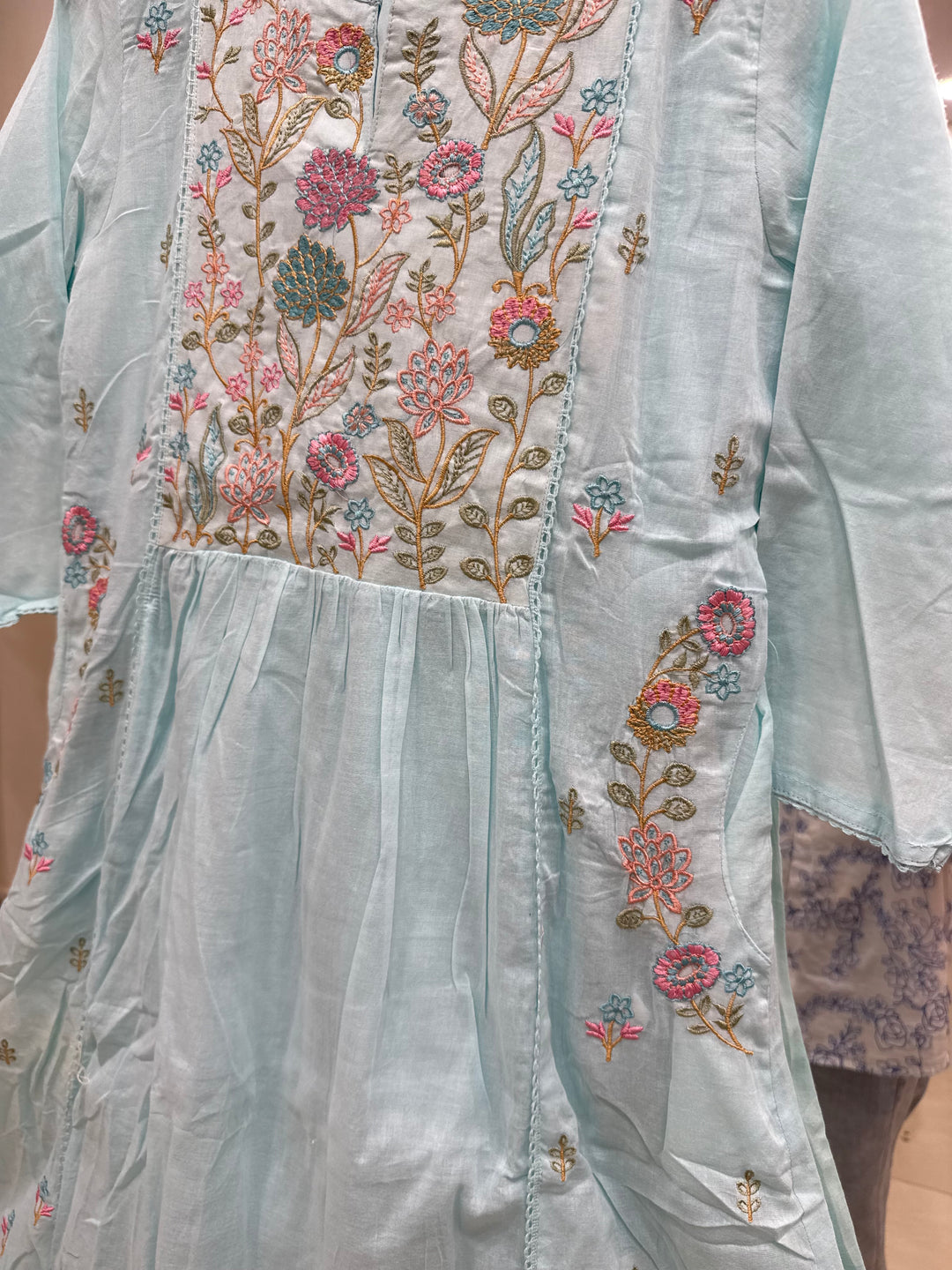 Pure Mul Cotton with Embroidery Work (Cotton Lining)  | R168