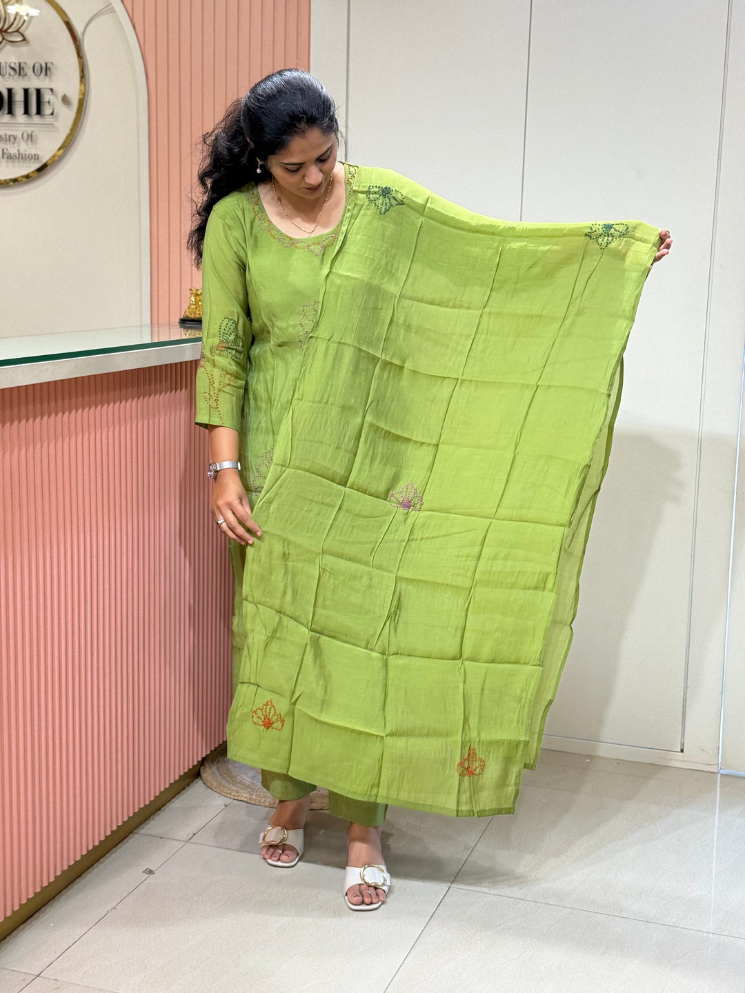 Mul Chanderi Collection with Floral Work | R226