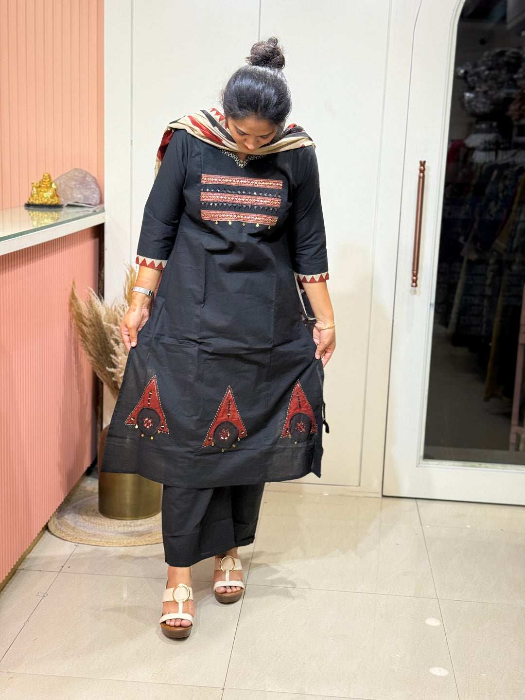 Pure Cotton 3 Pcs Set with A-Line Pattern | R180