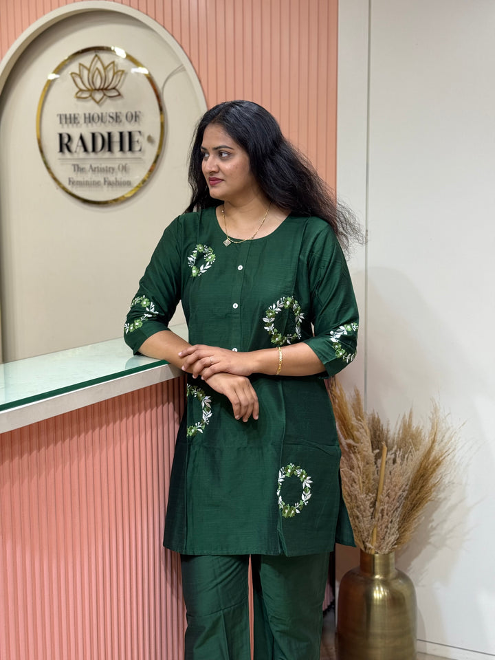 Co-Ord Set Collection with Beautiful Embroidery Design in Top and Bottom | R137