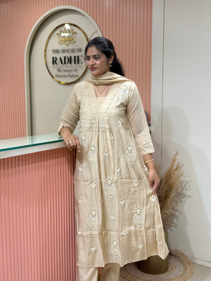 Pure Mul Chanderi handwork collection A Line Pattern | R229