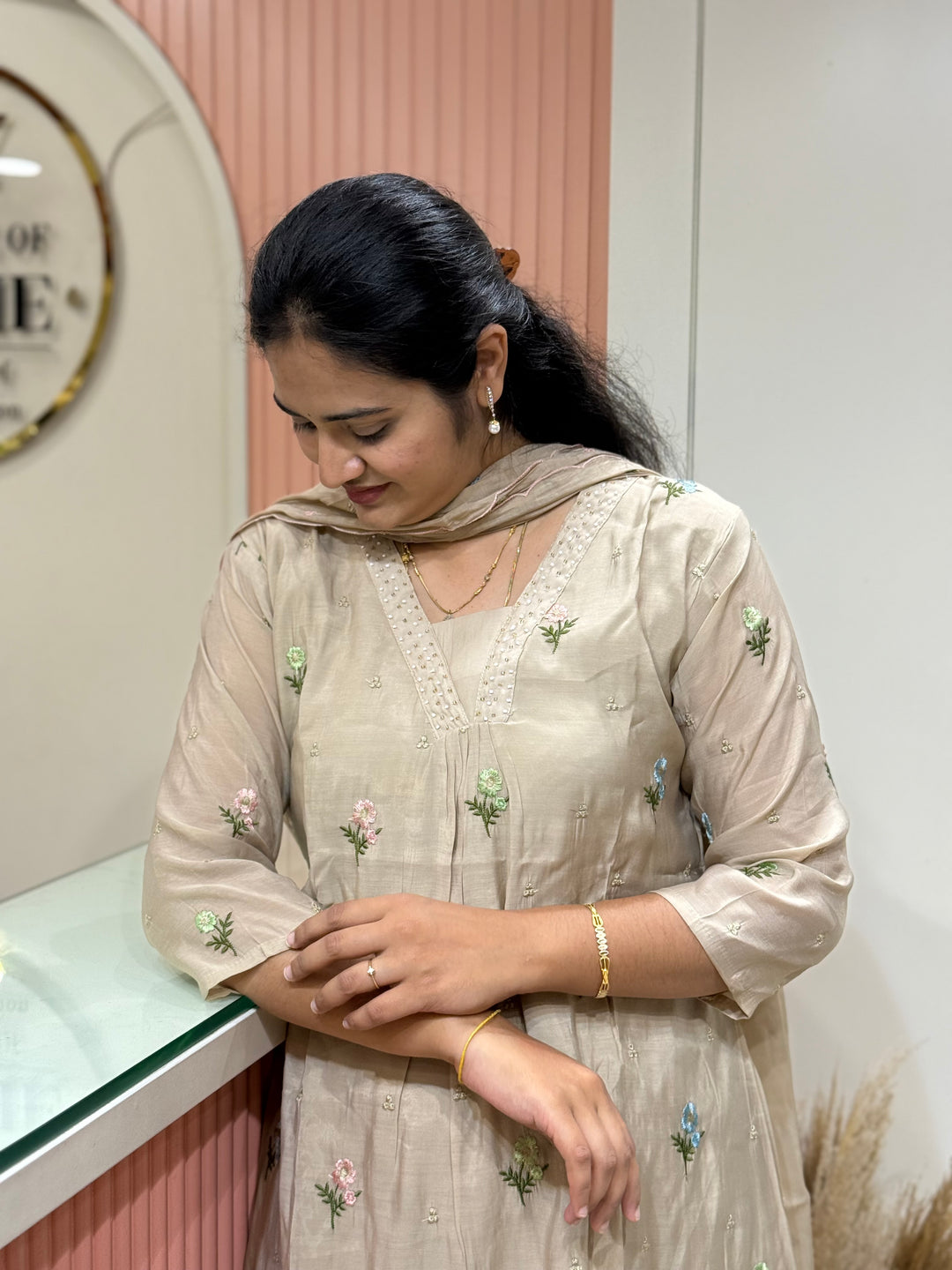 Mul Chanderi with Beautiful  Embroidery work| R209