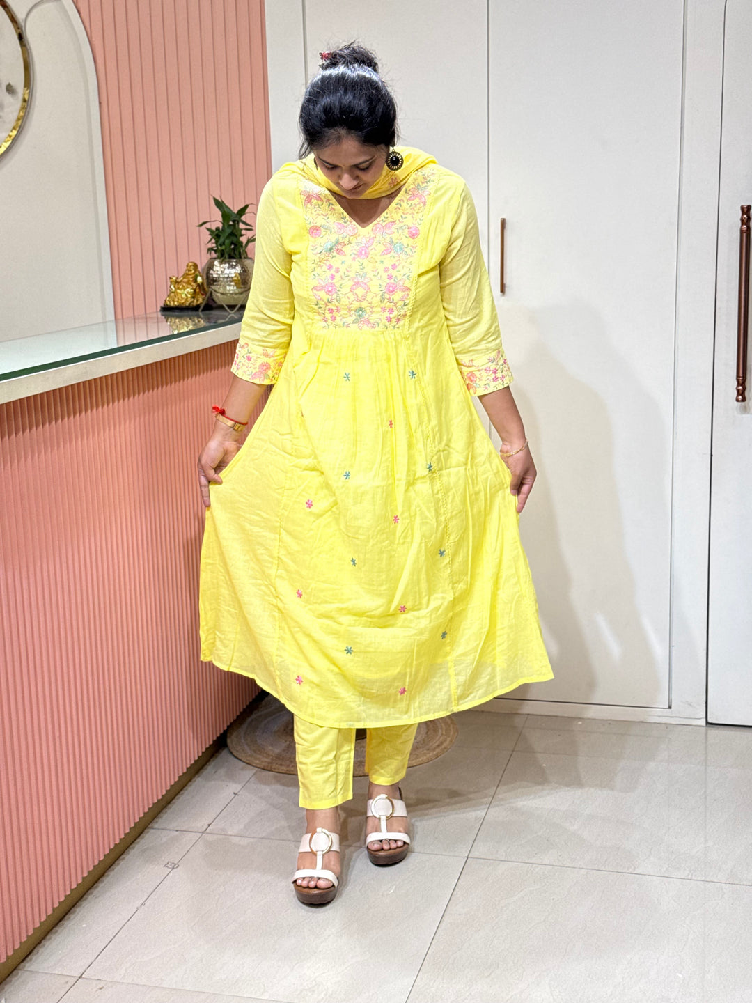 Pure Mul Cotton with Embroidery Work (Cotton Lining)  | R168