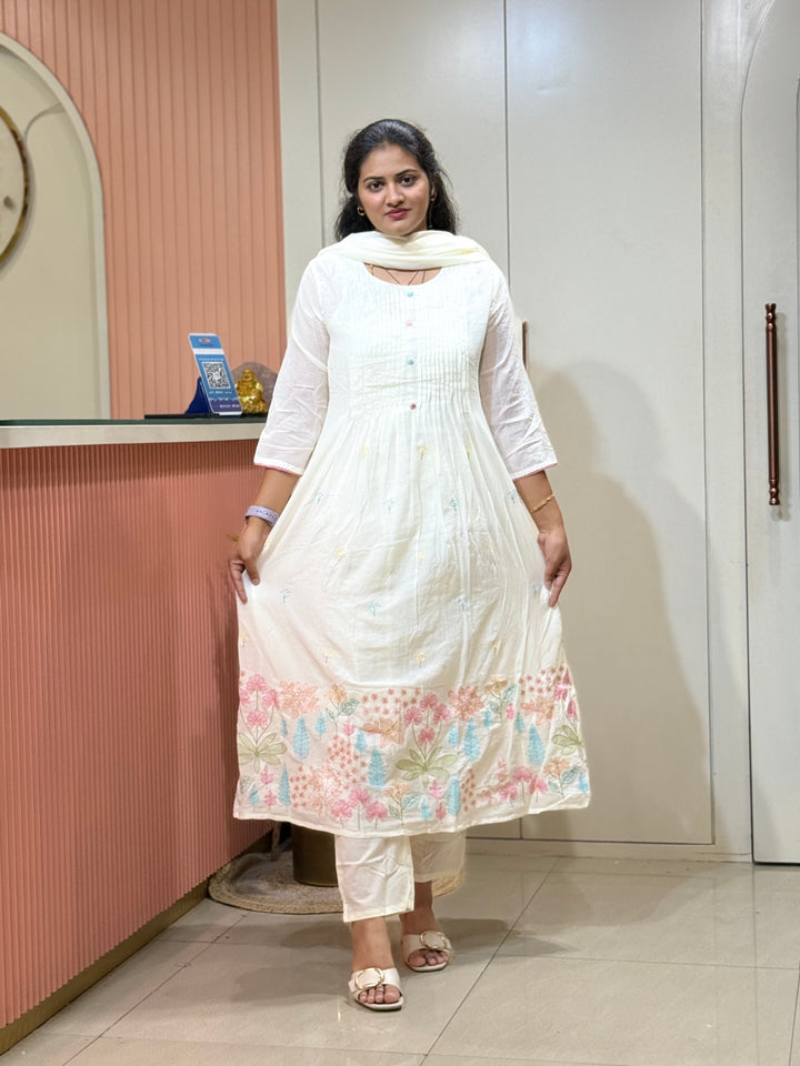Pure Mul Cotton with Embroidery work(Cotton Lining) | R168