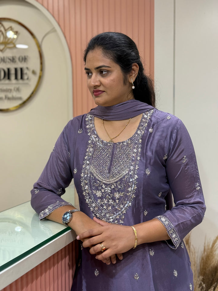 Pure Chinon Heavy Handwork Flared Palazzo Collection | R117