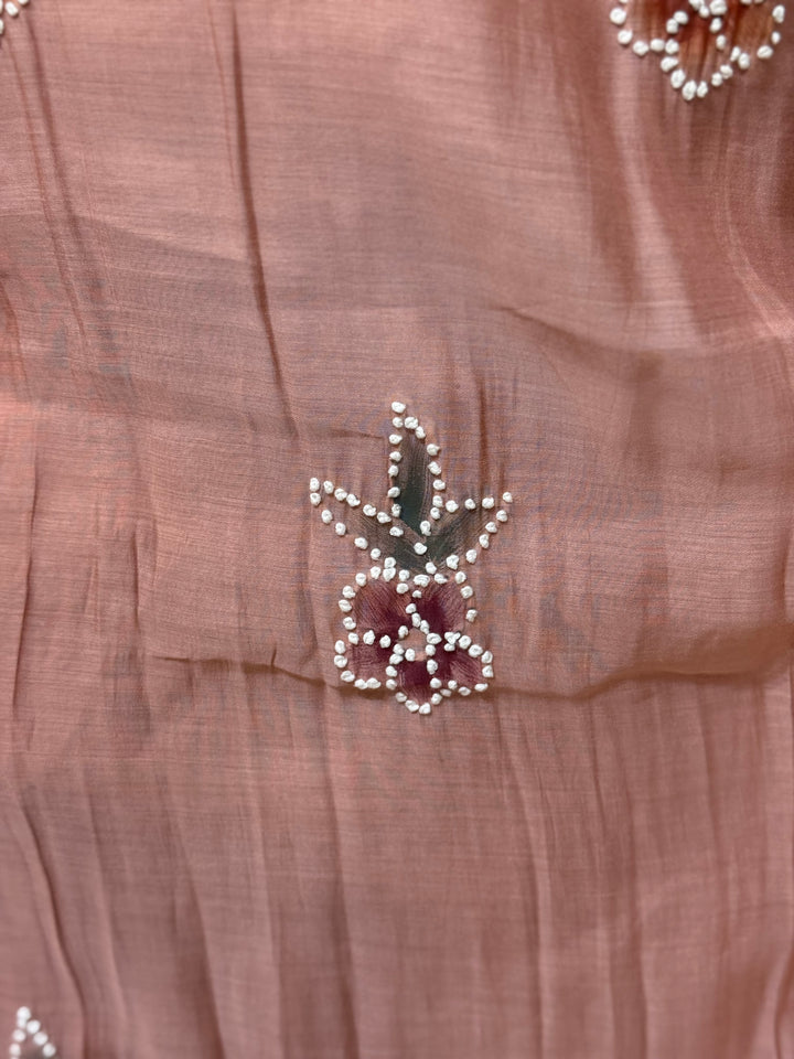 Mul Chanderi Collection with Hand Brush paint and Embroidery work (Cotton Lining) | R206