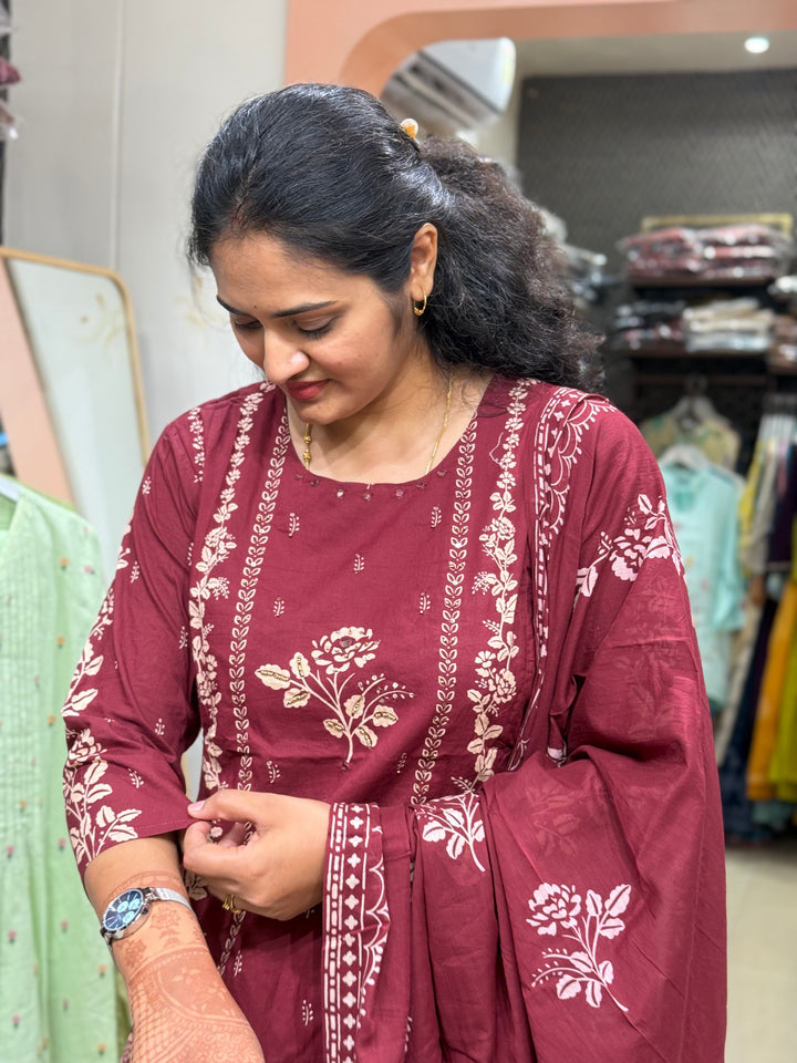 A-Line Cotton 3 Pcs Collection With Full Length Dupatta | R178
