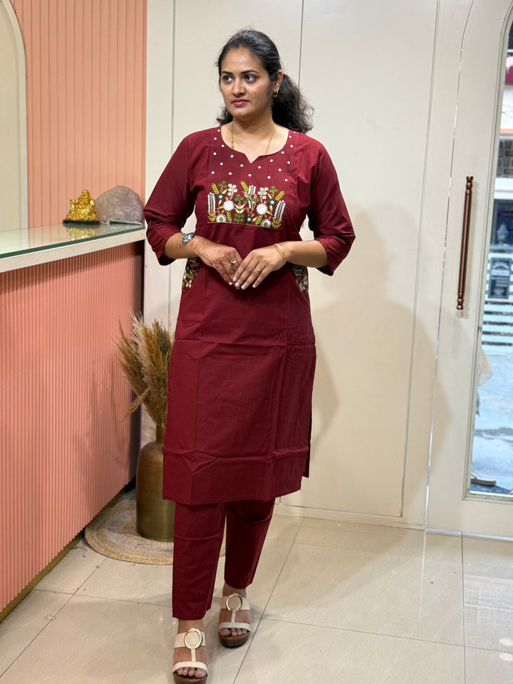 Cotton 2 Pc Kurta Set – Embroidered Collection | R137