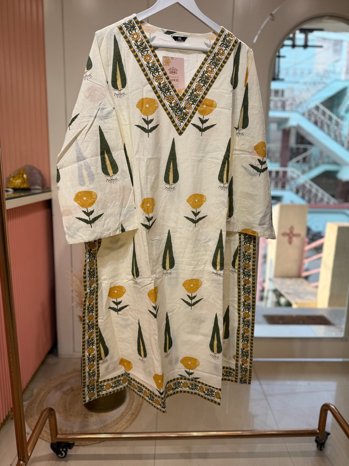 60-60 Cotton 3 Pc Kurta Set – Plus Size Collection | R158
