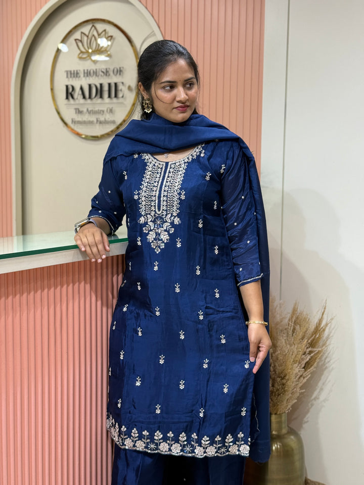 Pure Chinon Heavy Handwork Flared Palazzo Collection | R117