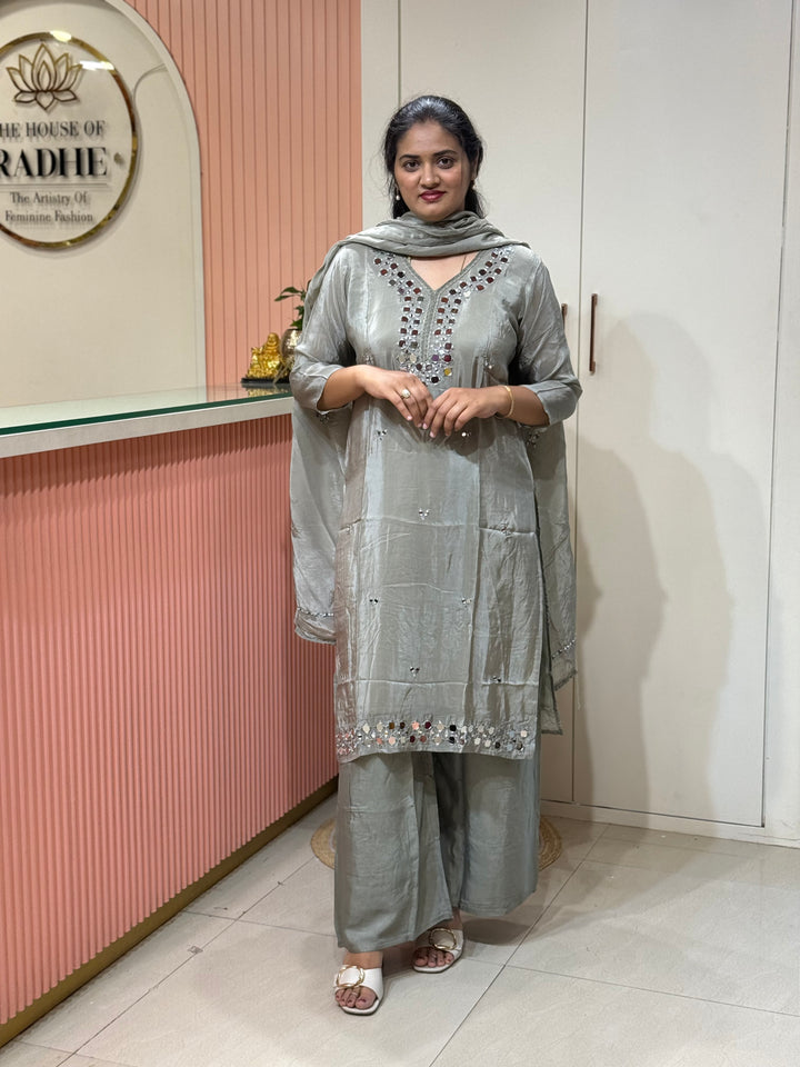 Pure HO Crepe Collection with Hand Real Mirror Work (Cotton Lining) | R221