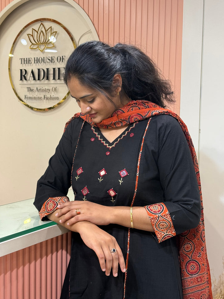 Khadi Cotton Collection With Ajrakh Print Dupatta | R210
