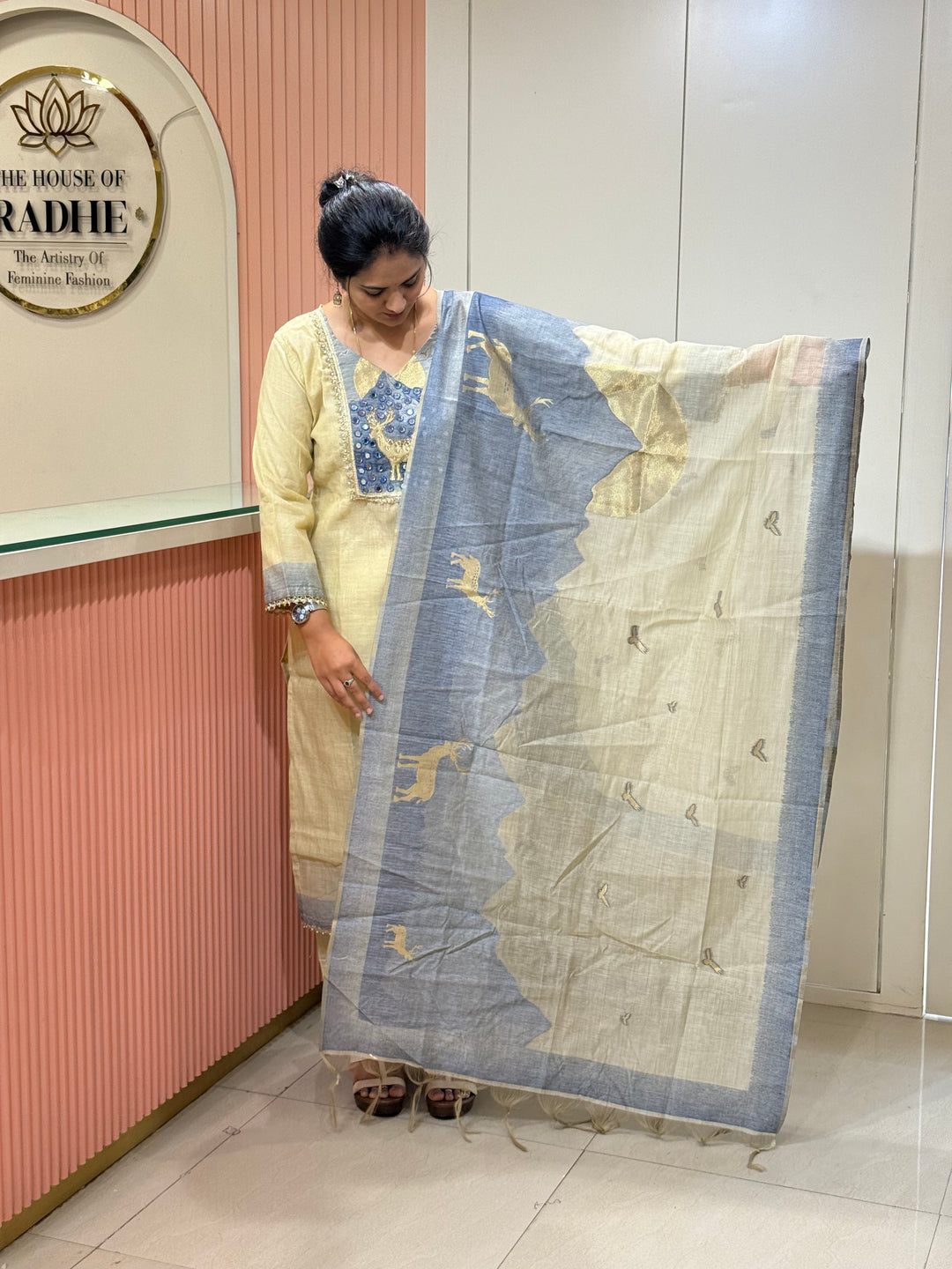 Pure Jamdhani Designer 3 Pcs Set Collection (Cotton Lining)| R211