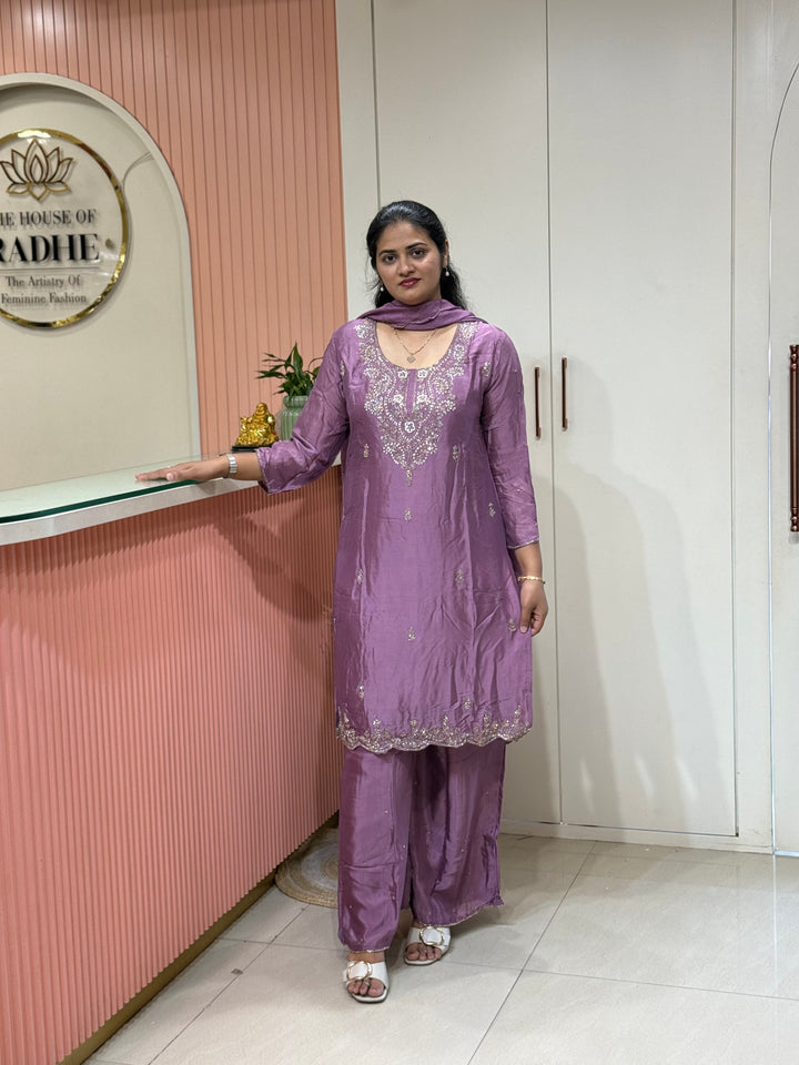 Pure Chinon Heavy Handwork Flared Palazzo Collection | R117