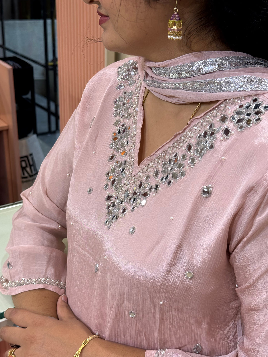 Designer Chinon Collection With Real Mirror Work | R177