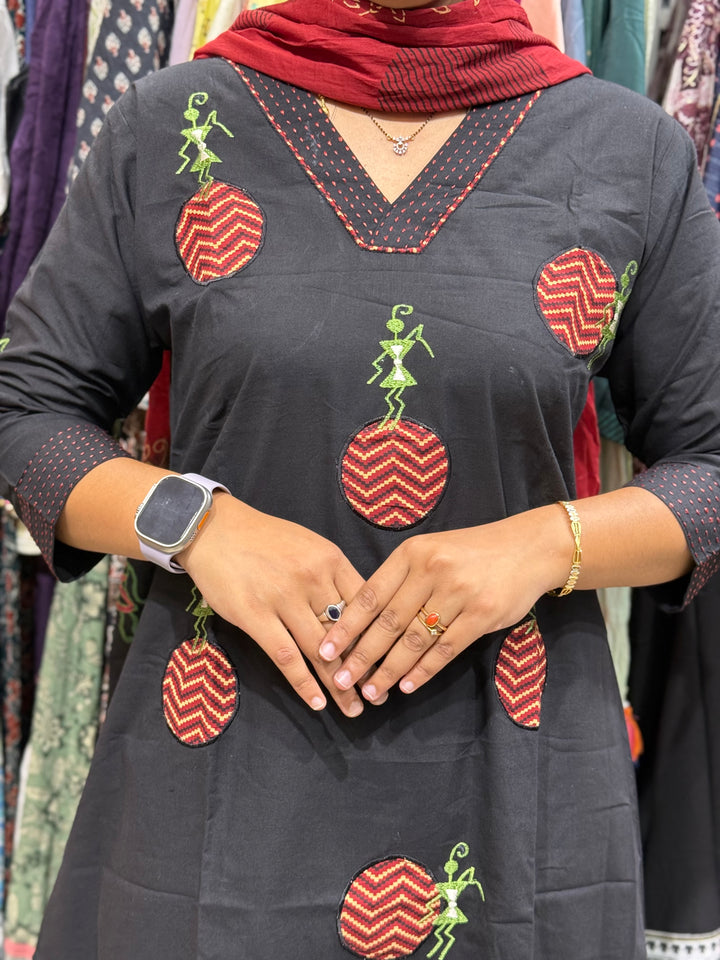 Pure Cotton Dress with Appliqué &amp; Embroidery | R125