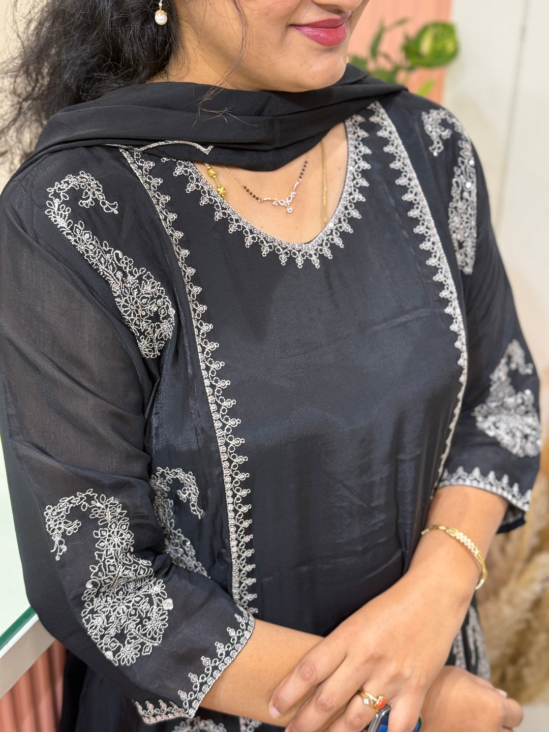 Mul Chanderi with Embroidery work (Cotton Lining) | R138