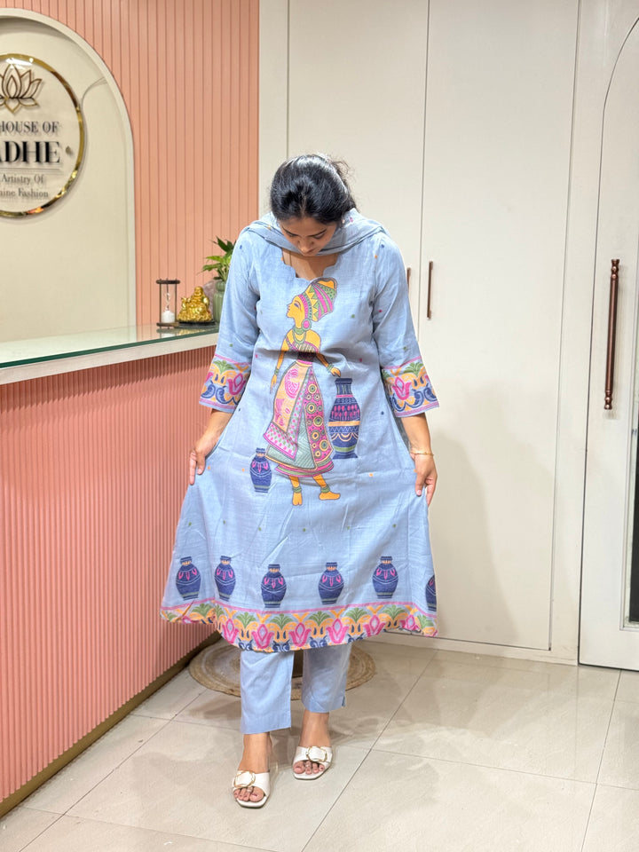 Pure Jamdhani Designer 3 Pcs Set Collection (Cotton Lining)| R211