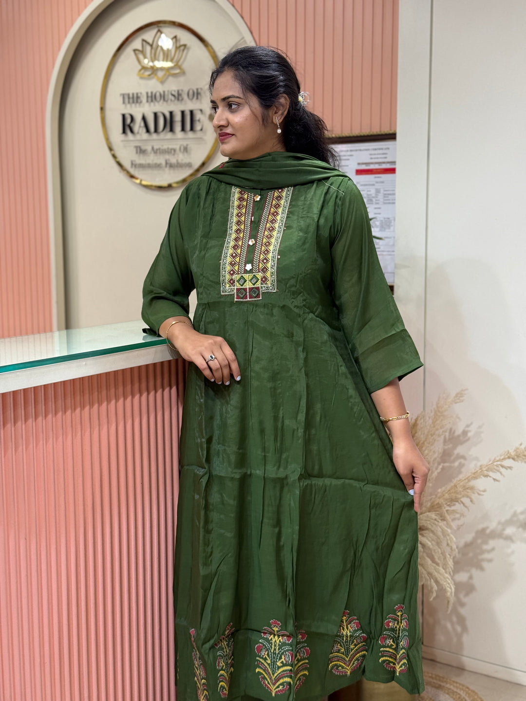 Mul Chanderi Collection with High neck | R216