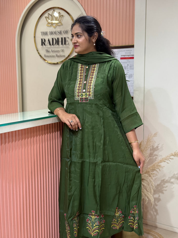 Mul Chanderi Collection with High neck | R216