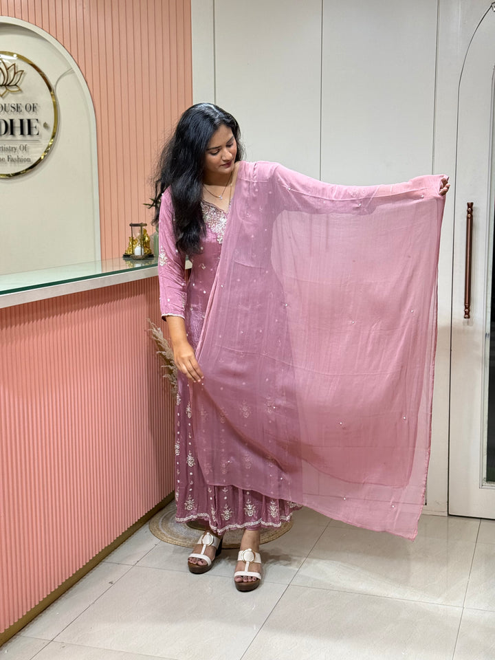 Pure Chinon Festive Collection | Full Handwork, Sequin &amp; Cut Dana | R177