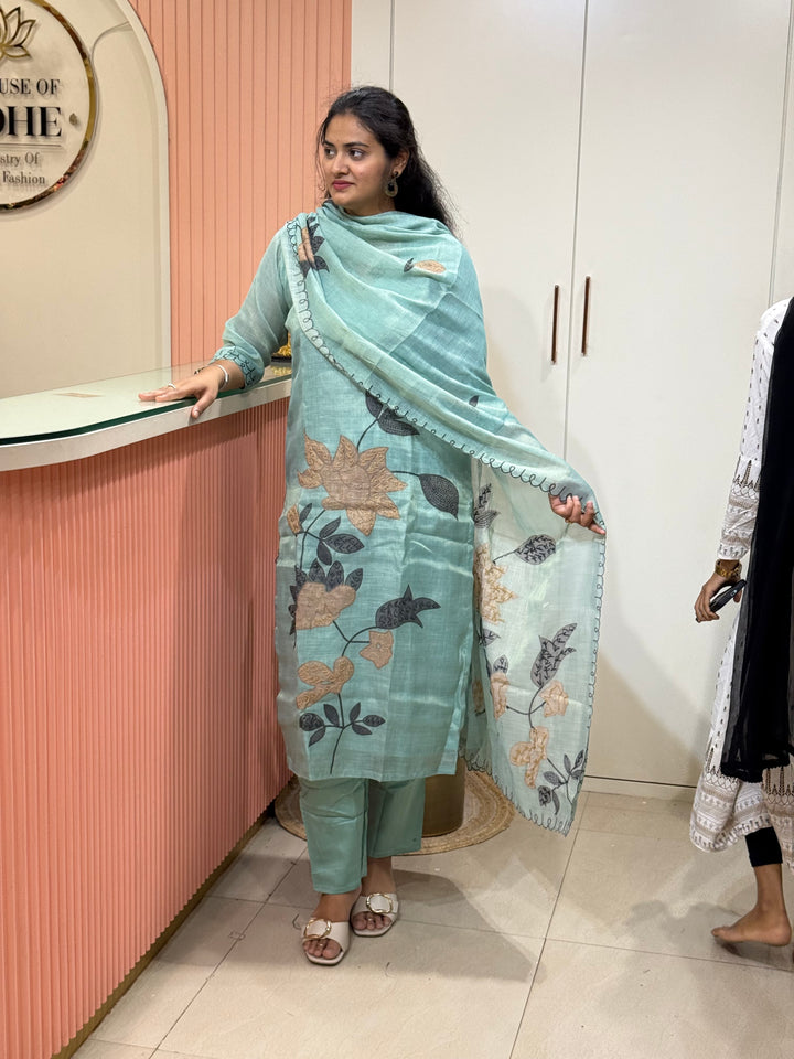 Luxury Pure Linen Collection – Kantha Stitch &amp; Knot Work | R154