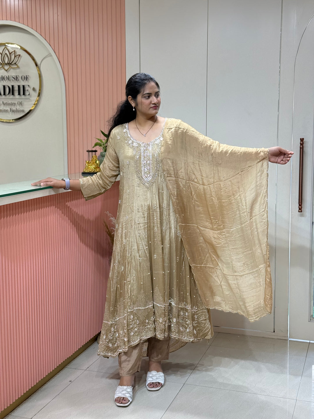 Pure Chinon Festive Collection | Full Handwork, Sequin &amp; Cut Dana | R177