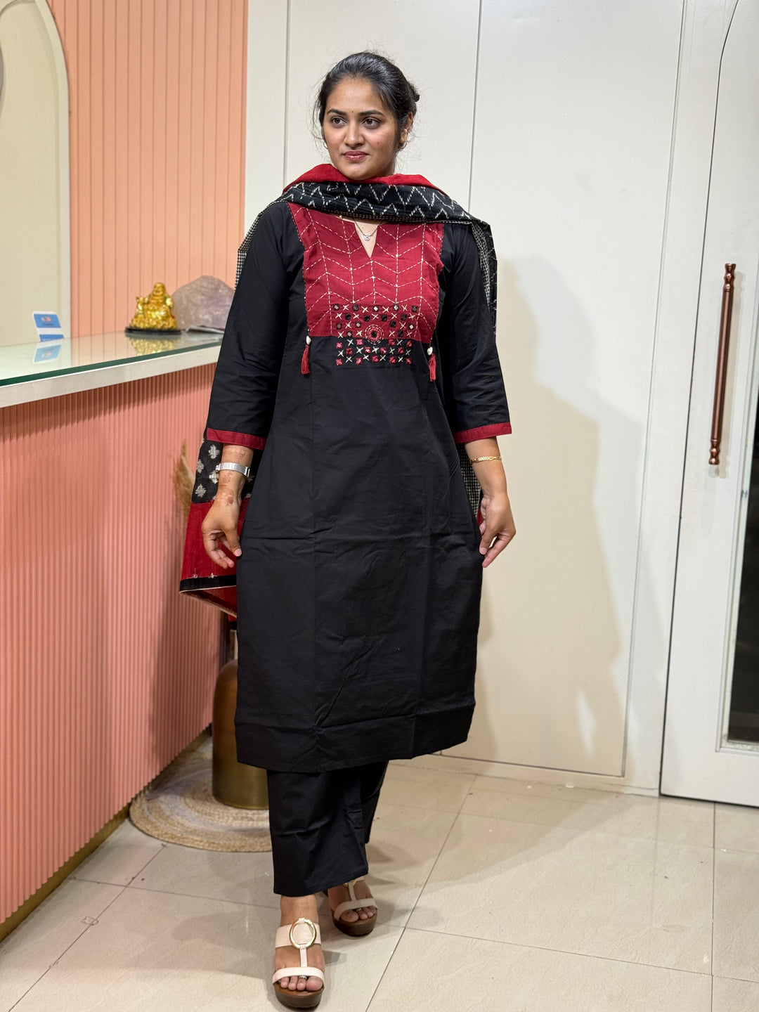 Pure Cotton 3Pcs Set Collection with Ikkat print Dupatta | R180