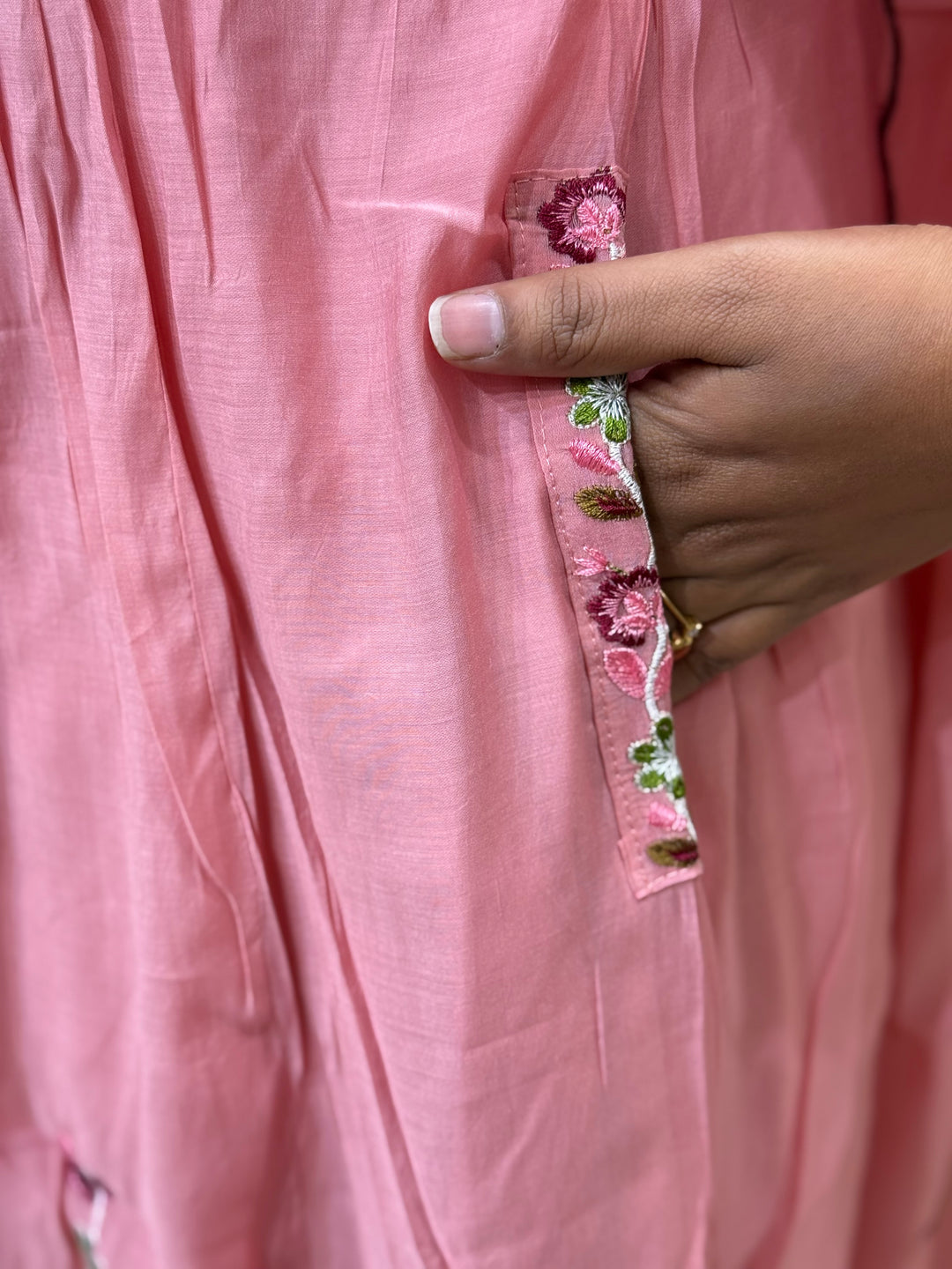 Mul Chanderi Collection with Embroidery work Both sides pockets | R208