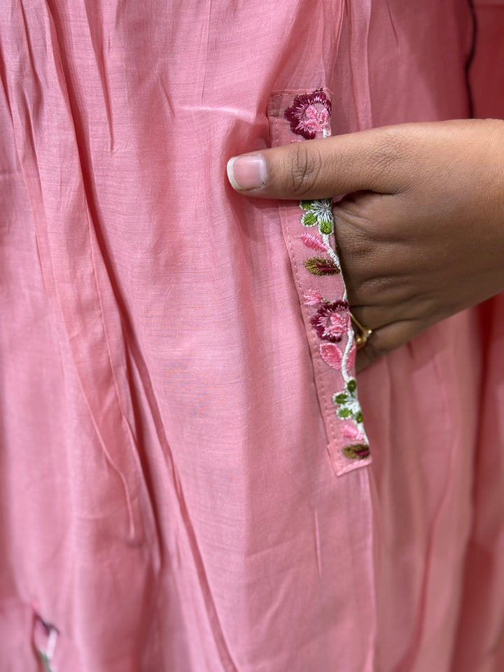 Mul Chanderi Collection with Embroidery work Both sides pockets | R208