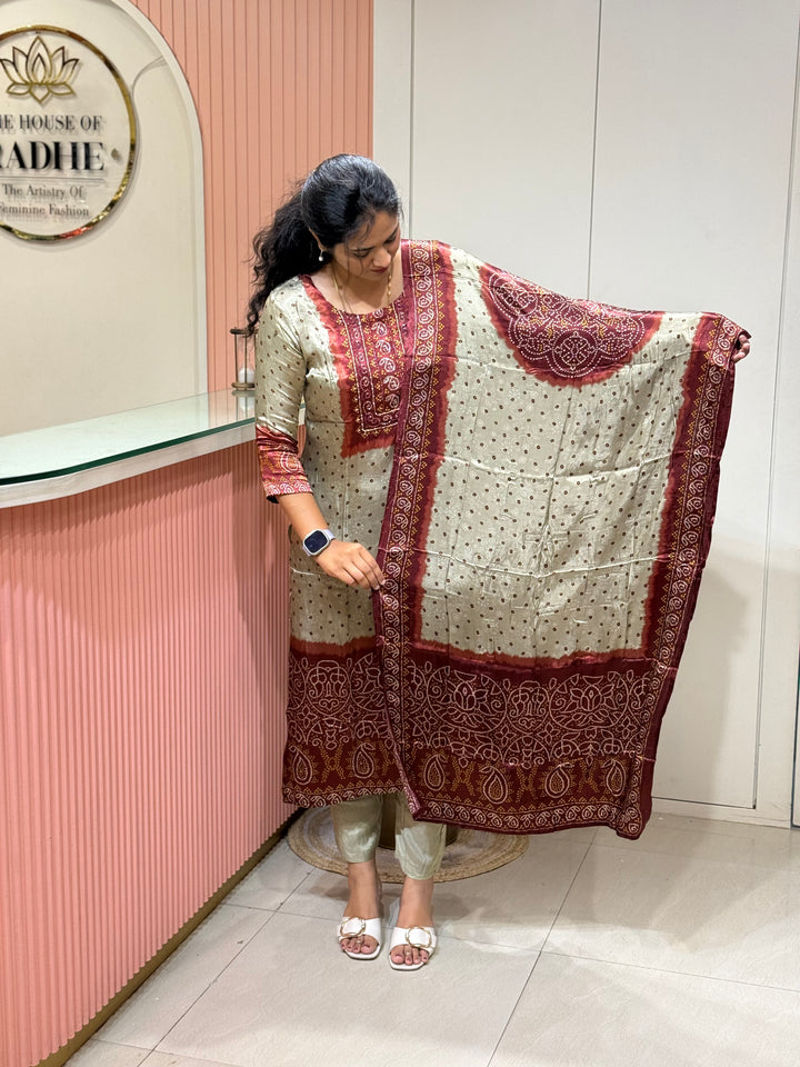 Gaji Satin Collection with Bandini print ( Dupatta Gaji Satin ) | R227