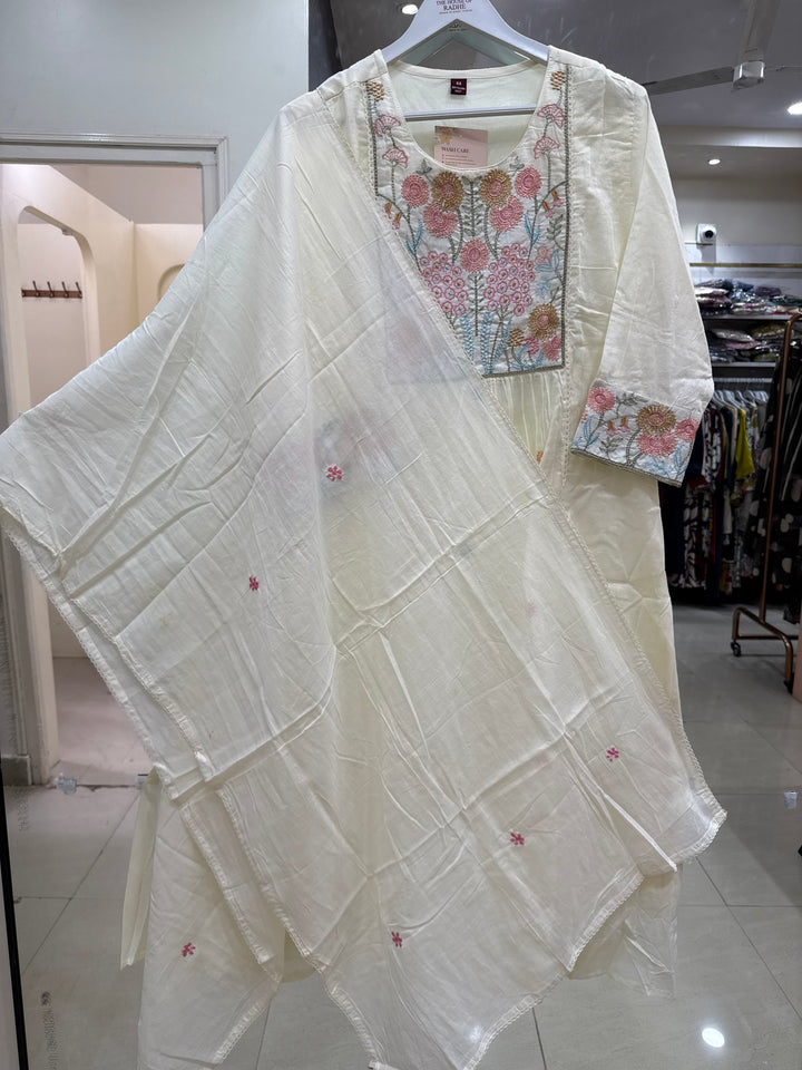 Pure Mul Cotton with Embroidery Work (Cotton Lining)  | R168